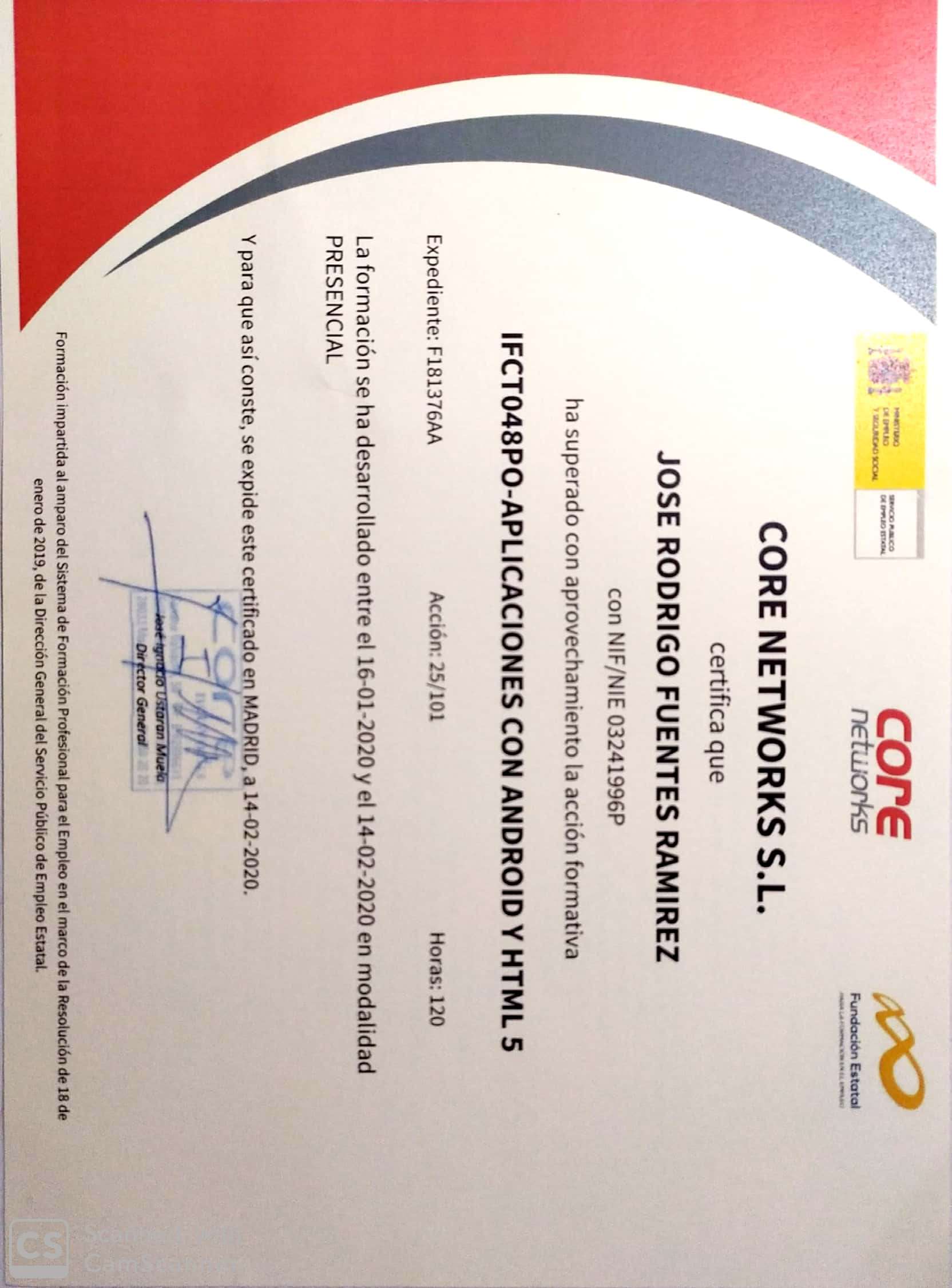 Certificado Core Networks