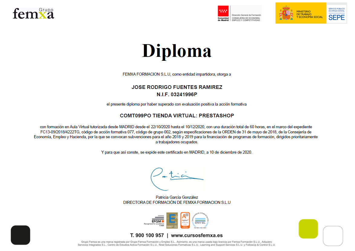 Certificado Prestashop