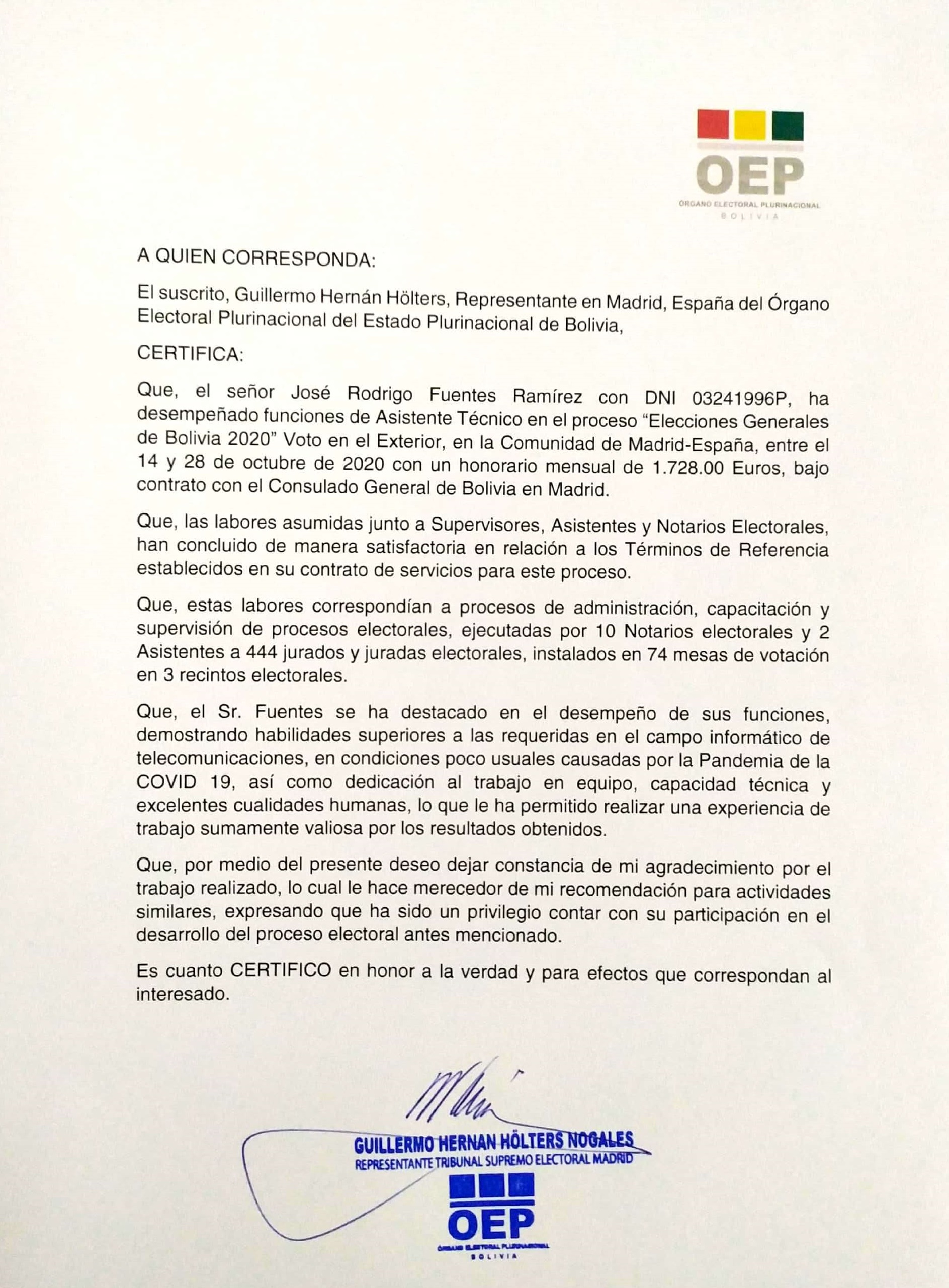 Certificado OEP