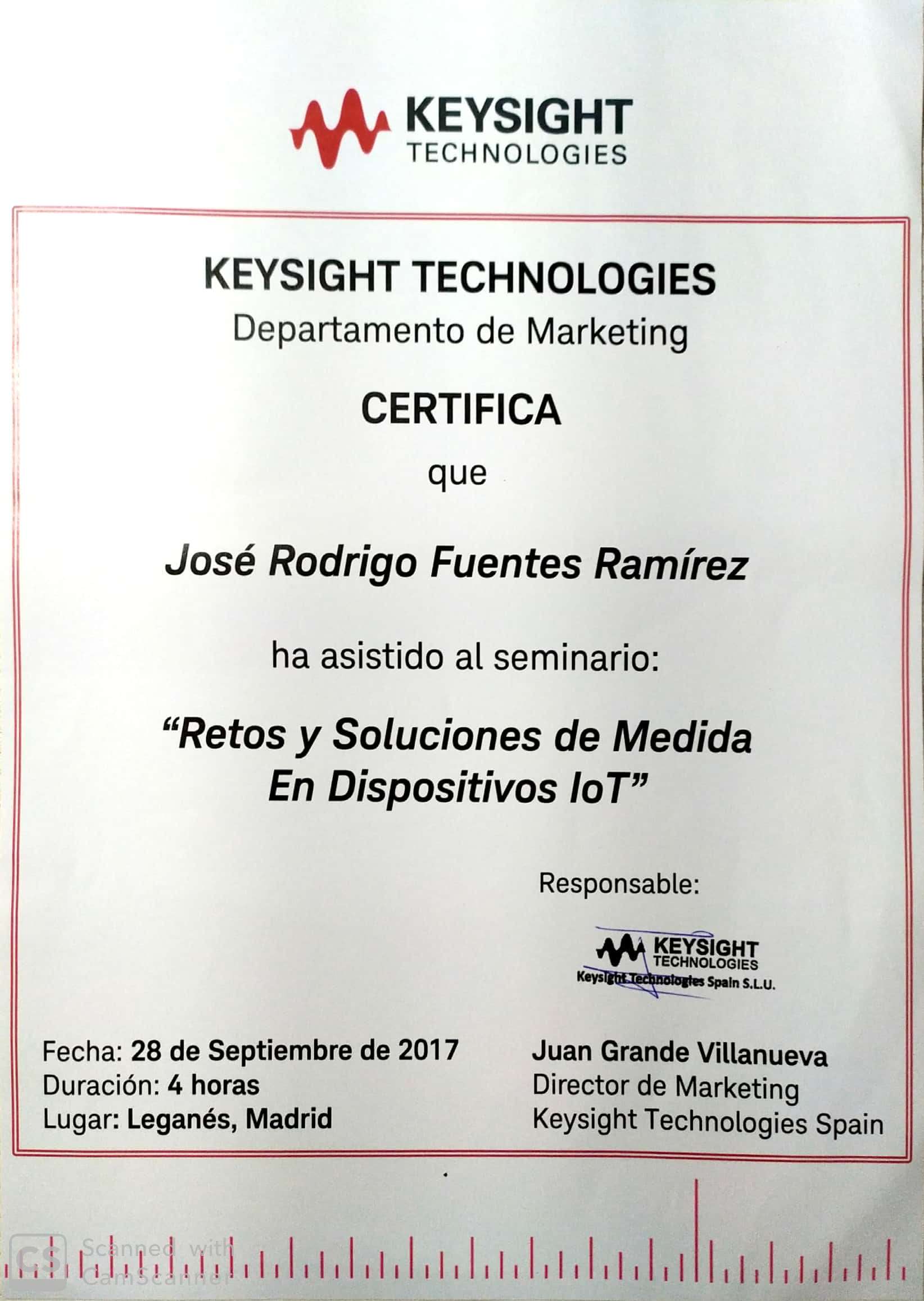 Certificado de KEYSIGHT TECHNOLOGIES